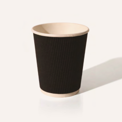 12oz Kraft Black ripple double wall paper cup recycleable (1000)