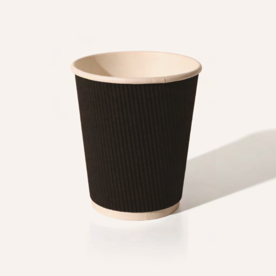12oz Kraft Black ripple double wall paper cup recycleable (500) 12oz Kraft Black ripple double wall paper cup recycleable (500)