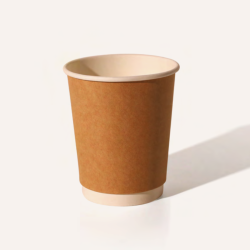 12oz Kraft Double wall paper cup recycleable, smooth beige and white finish (500)