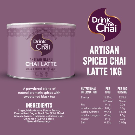 Drink Me Chai Artisan Chai Latte (4 x 1kg) Drink Me Chai Artisan Chai Latte (4 x 1kg)