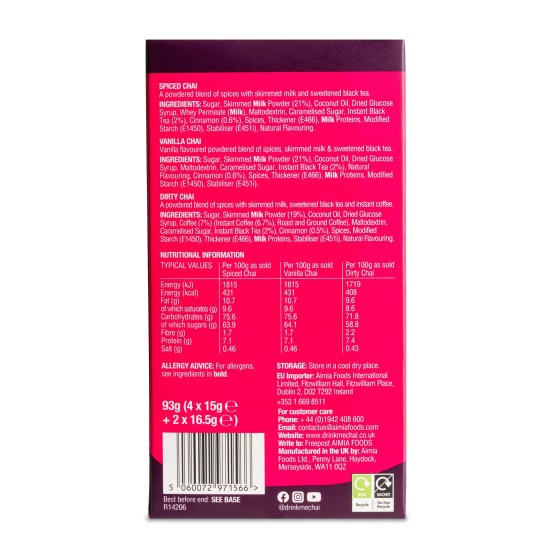 Drink Me Chai Spiced Chai Latte Sachets - Pack of 30 Single Serve Sticks Drink Me Chai Spiced Chai Latte Sachets - Pack of 30 Single Serve Sticks