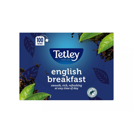 Tetley English Breakfast Tea Bags String & Tagged 12 x 100 (1200 teabags in total) Tetley English Breakfast Tea Bags String & Tagged 12 x 100 (1200 teabags in total)