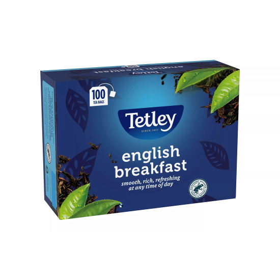 Tetley English Breakfast Tea Bags String & Tagged 12 x 100 (1200 teabags in total) Tetley English Breakfast Tea Bags String & Tagged 12 x 100 (1200 teabags in total)